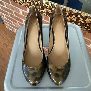 Ann Taylor Patent Leather Leopard Print Pumps